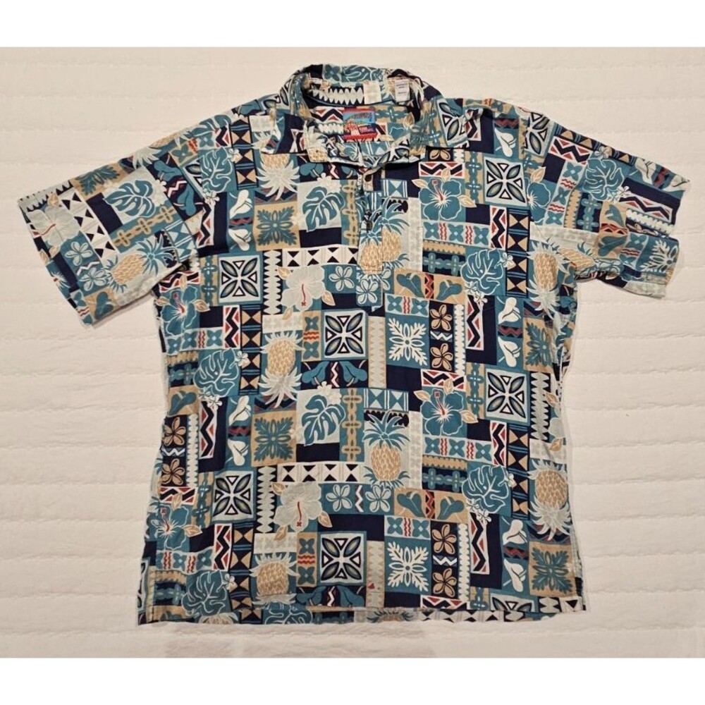 Joe Kealoha's by Reyn Spooner Men's Hawaiian Shirt Size Large 1/4 Button Down